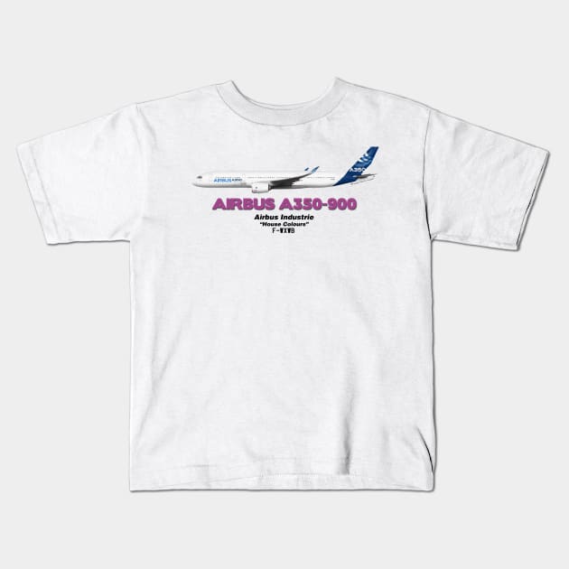 Airbus A350-900 - Airbus "House Colours" Kids T-Shirt by TheArtofFlying